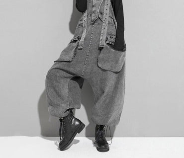 Vintage Gray Loose Denim Streetwear