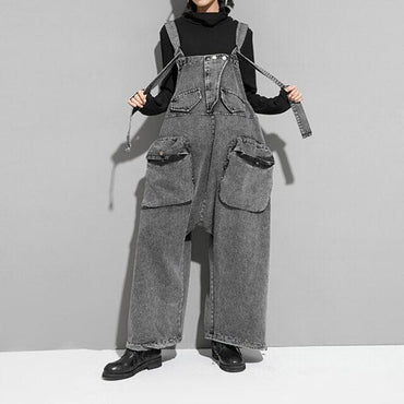 Vintage Gray Loose Denim Streetwear