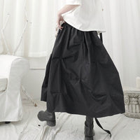 Solid Black White Long Skirt