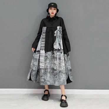 Spring Print Loose Fit Shirt Dress