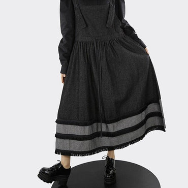 Black Long Sleeveless Denim Dress