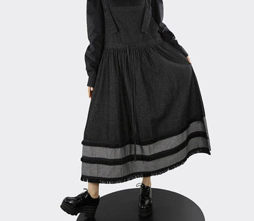 Black Long Sleeveless Denim Dress