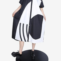 Patchwork Spring Loose Fit Shirt Dress