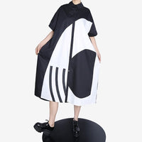 Patchwork Spring Loose Fit Shirt Dress