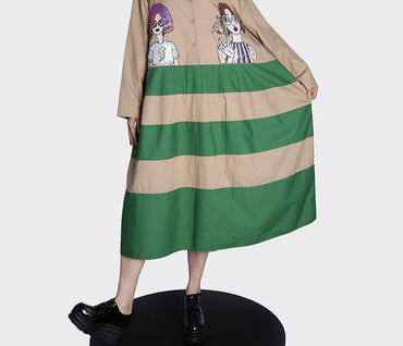 Spring Casual Striped Long Sleeve Dress