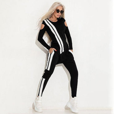 Stylish Contrast Color Athletic Suit