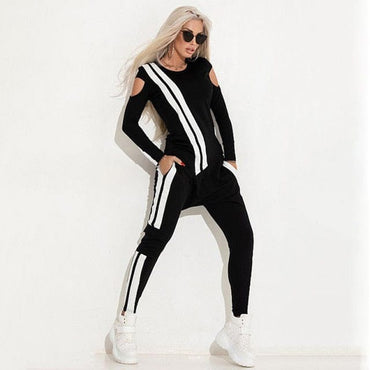 Stylish Contrast Color Athletic Suit