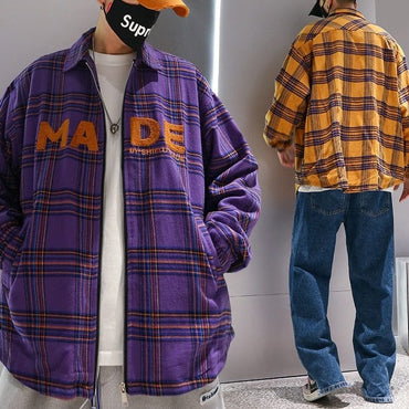 Hip Hop Plaid  Cotton Shirt