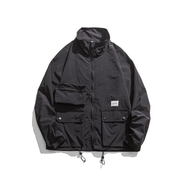 Black Cargo Streetwear Casual Jacket