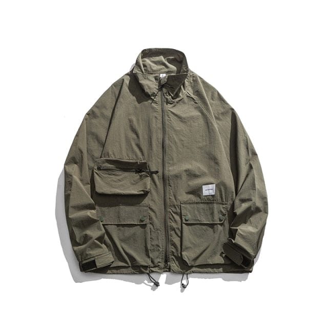 Black Cargo Streetwear Casual Jacket