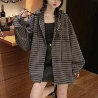 Stylish Loose Striped Hoodie