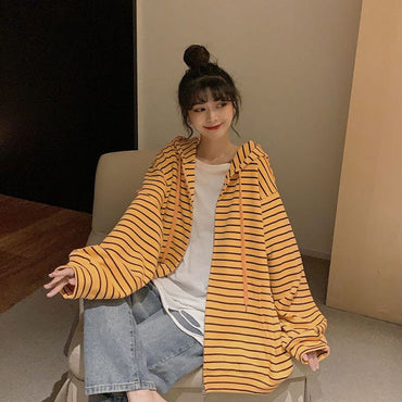 Stylish Loose Striped Hoodie