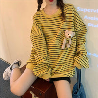 Funny Bear Striped Crewneck