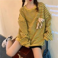 Funny Bear Striped Crewneck