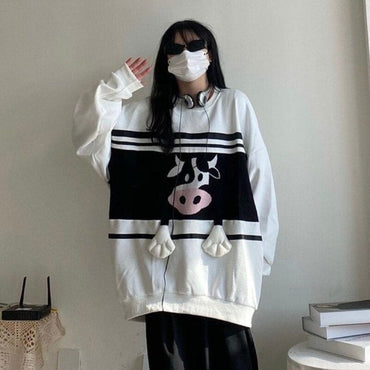 Cow Print Oversized Sweatshirt