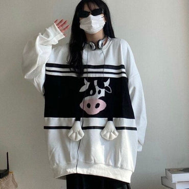 Cow Print Oversized Sweatshirt