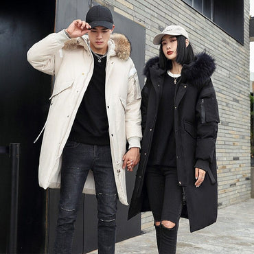 Couple Fur Collar Big Pockets Parka