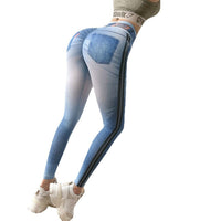 Fake Denim Elastic Leggings