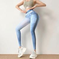 Fake Denim Elastic Leggings