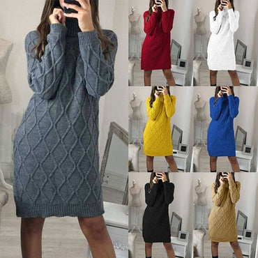 Long Sleeve Knitted Sweater Dress