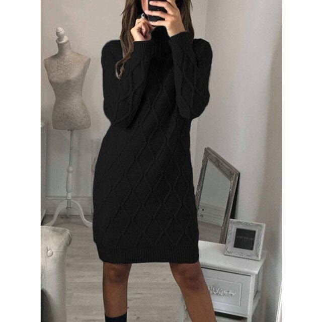 Long Sleeve Knitted Sweater Dress