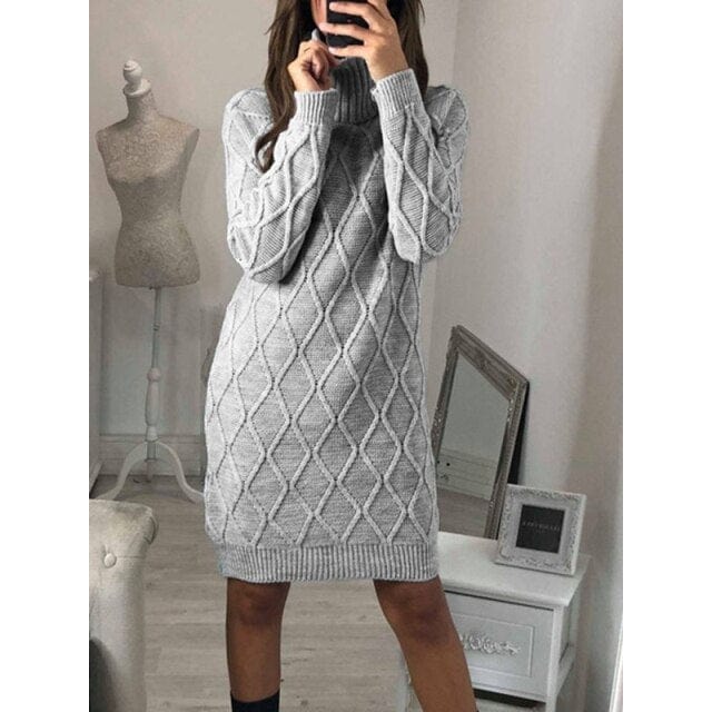 Long Sleeve Knitted Sweater Dress