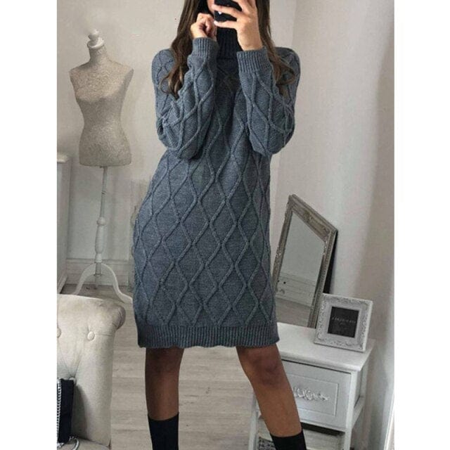 Long Sleeve Knitted Sweater Dress