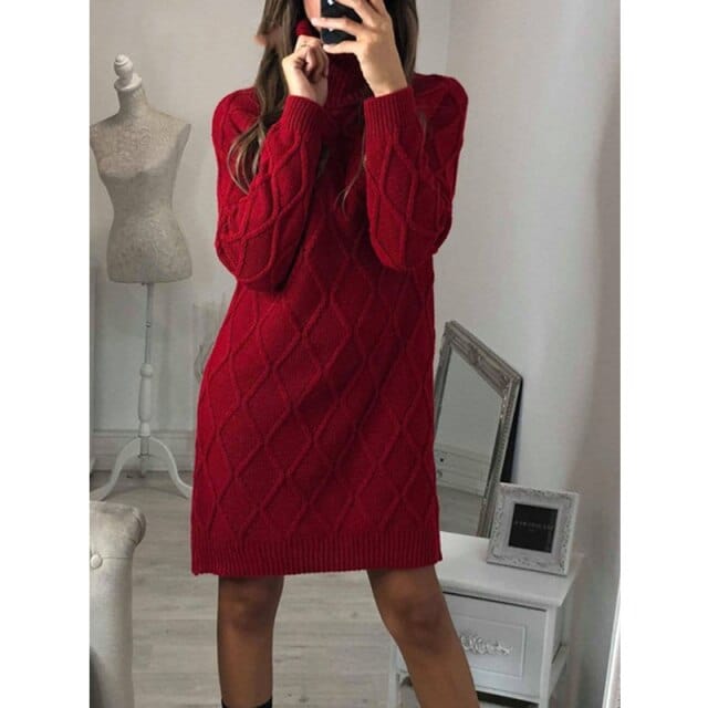 Long Sleeve Knitted Sweater Dress