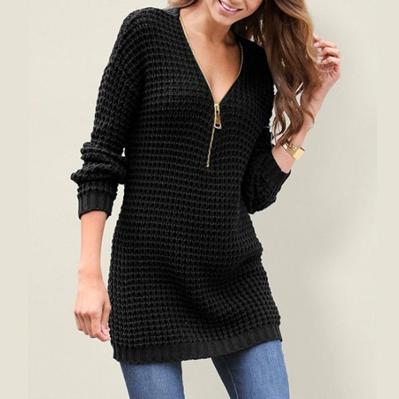 V-neck Long Sweater