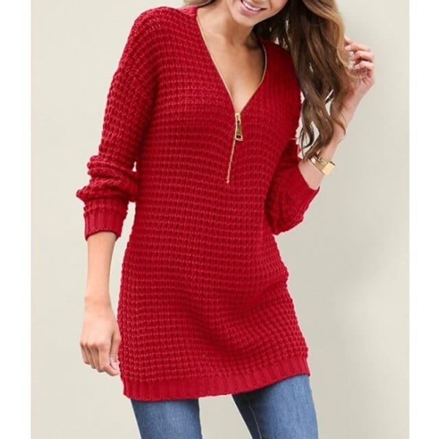 V-neck Long Sweater