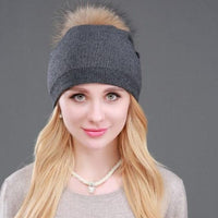 Knitted Fur Winter Beanie Hat