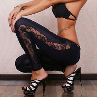 Faux Leather Slim Lace Elastic Leggings - east2cart.uk