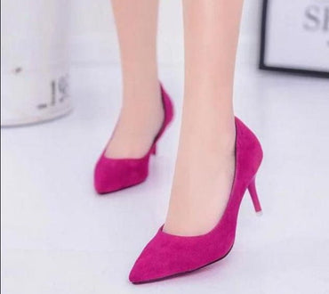 Office Lady Faux Suede High Heels