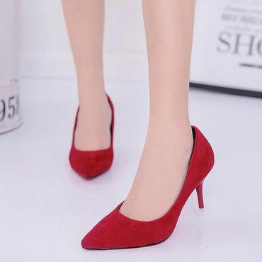 Office Lady Faux Suede High Heels