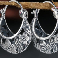 V.YA 2018 Vintage Flower Hoop Earrings 925 Sterling Silver Earrings Brincos Women Mother Day Gift Fine Jewelry - east2cart.uk