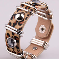 Black & Leopard Rhinestone Wrap Bracelet - east2cart.uk