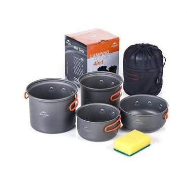 Naturehike 2-3 Person Camping Pot Sets Portable Outdoor Cookware Picnic Pot Pan Picnic Bowl Travel Mess Kits NH15T401-G - east2cart.uk