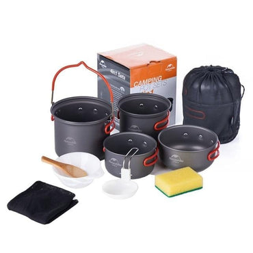 Naturehike 2-3 Person Camping Pot Sets Portable Outdoor Cookware Picnic Pot Pan Picnic Bowl Travel Mess Kits NH15T401-G - east2cart.uk