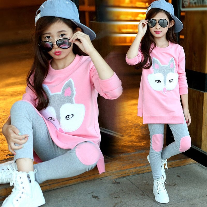 Girls Cartoon Long Sleeve Tracksuit