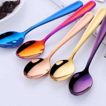 8Pcs Rainbow Stainless Steel Mini Spoons - east2cart.uk