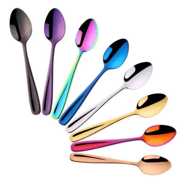 8Pcs Rainbow Stainless Steel Mini Spoons - east2cart.uk