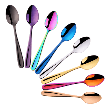 8Pcs Rainbow Stainless Steel Mini Spoons - east2cart.uk