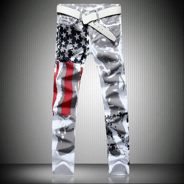 Men's American Flag Printed Jeans - east2cart.uk