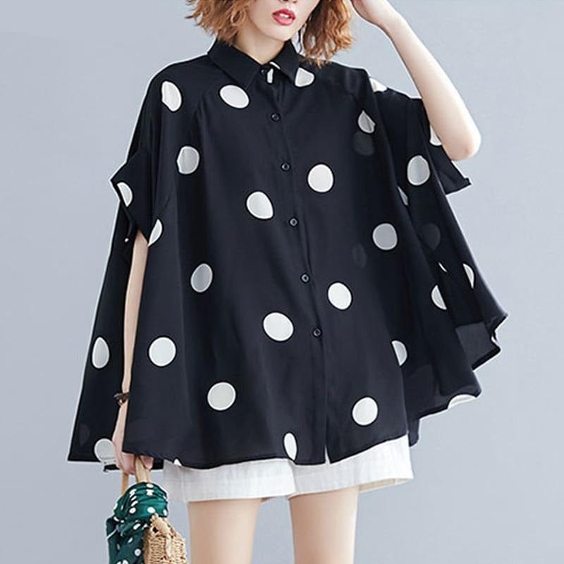 Polka Dot Loose Ladies Blouse - east2cart.uk